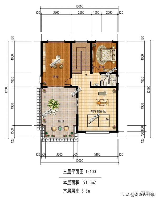 三層歐式別墅，配色清新雅緻，造型大氣精美，別墅看起來明亮溫暖