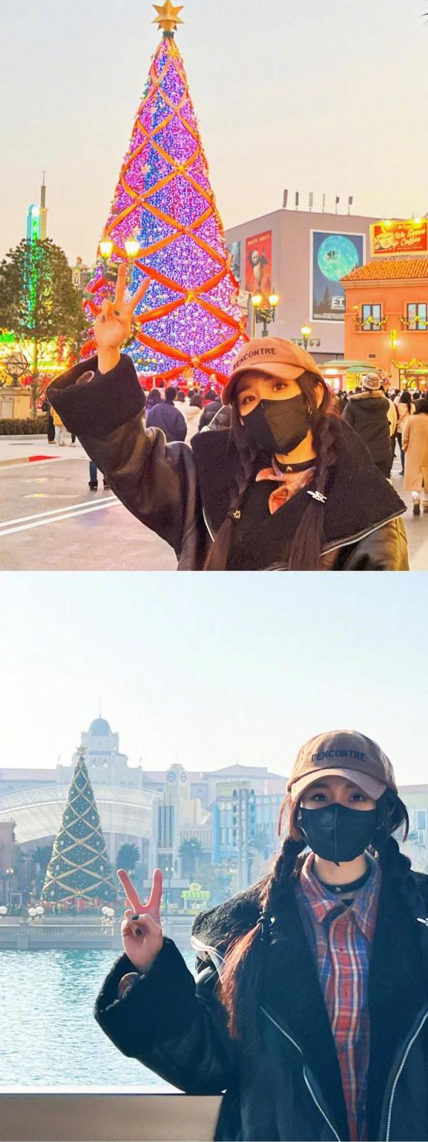 楊冪北京環球影城遊客照，私服超酷