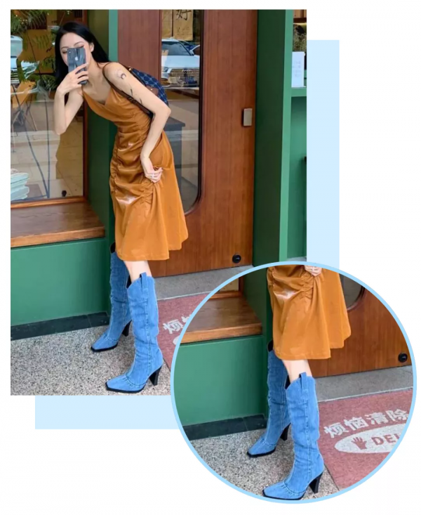 牛仔靴+甜騷裙=美到不像話!秒變腿精 牛仔靴+甜騷裙=美到不像話!秒變腿精