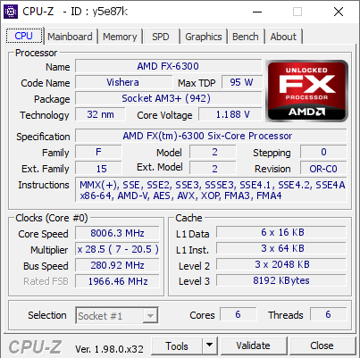 釋出9年後 AMD推土機架構FX-6300處理器超頻首破8GHz 釋出9年後 AMD推土機架構FX-6300處理器超頻首破8GHz