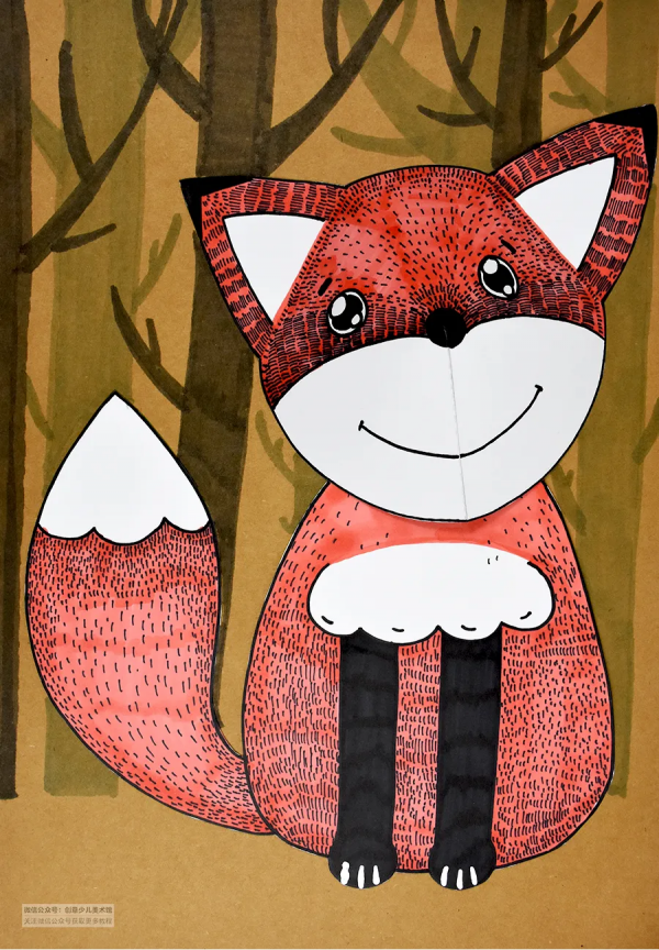 兒童畫教程｜趣味半立體創作藝術課《雪地裡的小狐狸》