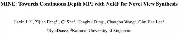 位元組跳動利用單張圖片做三維重建:將NeRF、MPI結合,提出MINE 位元組跳動利用單張圖片做三維重建:將NeRF、MPI結合,提出MINE