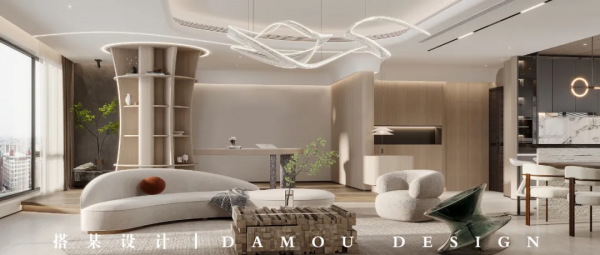 198㎡侘寂風 | 柔和曲面與異形燈光的融合 198㎡侘寂風 | 柔和曲面與異形燈光的融合