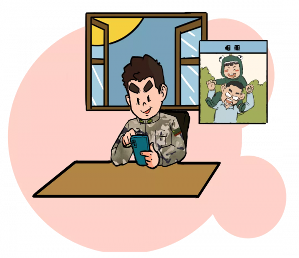 今夜，明月與彩燈輝映，輕輕照在哨位上