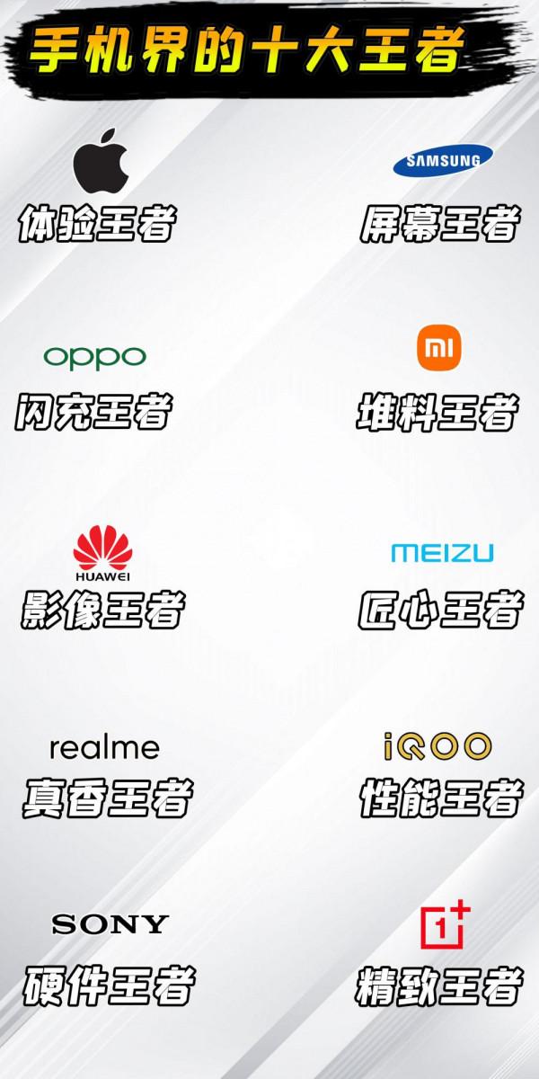 網友選出手機界的十大王者，綠哥手裡有閃充王者，你們的呢？