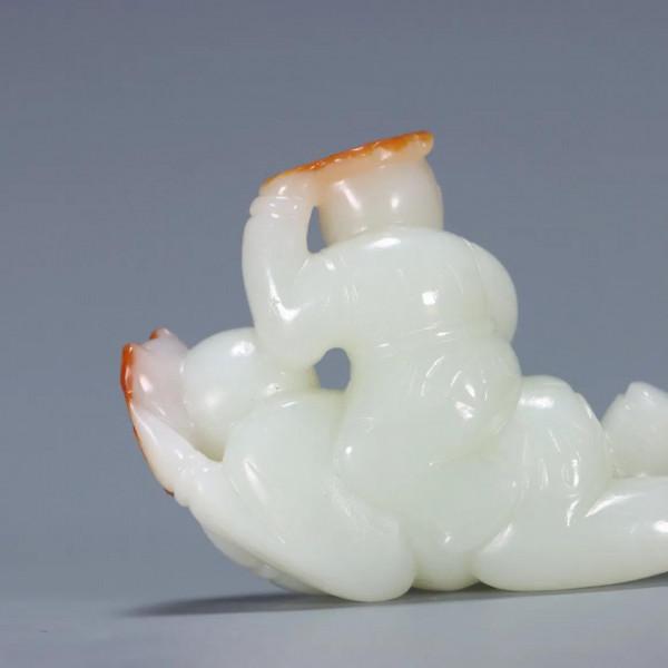 清代：和田玉「雙歡」把玩件