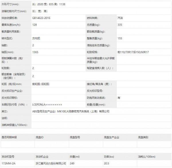 奔達四缸燎700上線工信部！還有無極525R、春風CLX250復古車等