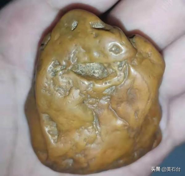 2018年，淺灘裡撿到的黃蠟石上有隻玉恐龍，6800萬少一分都不賣