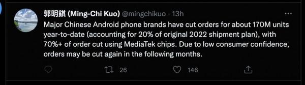 郭明錤：安卓手機已削減1.7億部訂單，新iPhone也難逃此命運
