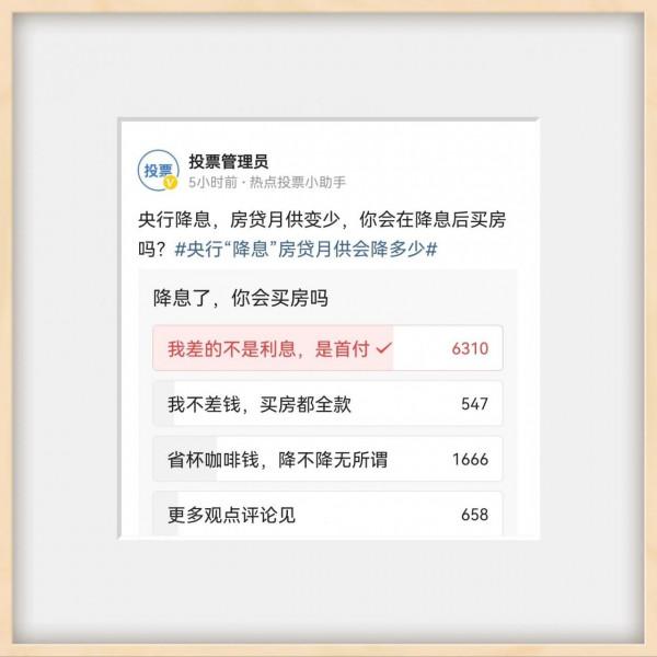 央行“降息”房貸月供會降多少，你會買房嗎，網友，我差的是首付