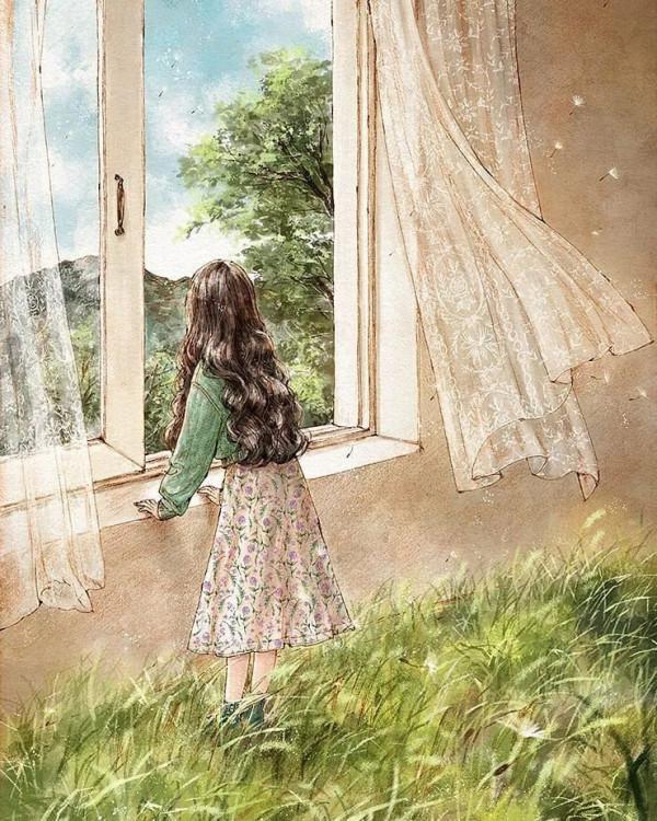 每日插畫｜aeppol的治癒系森林少女日記，休息一會兒再走也沒關係