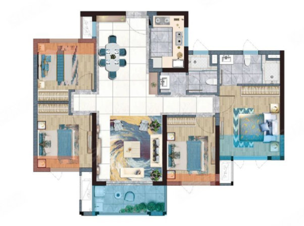 戶型鑑賞：110㎡四房兩廳兩衛，戶型周正，U型廚房，動線分明
