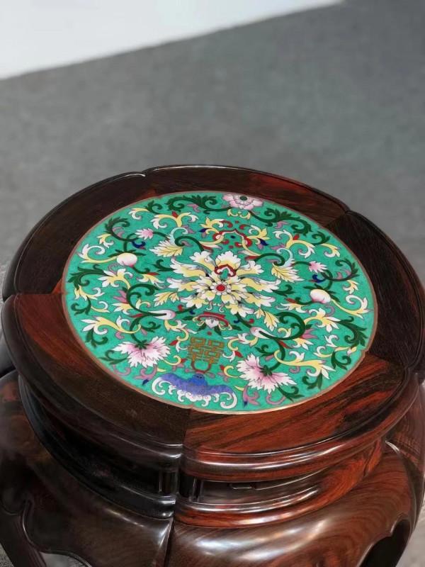 大紅酸枝黑料鑲-五足花架