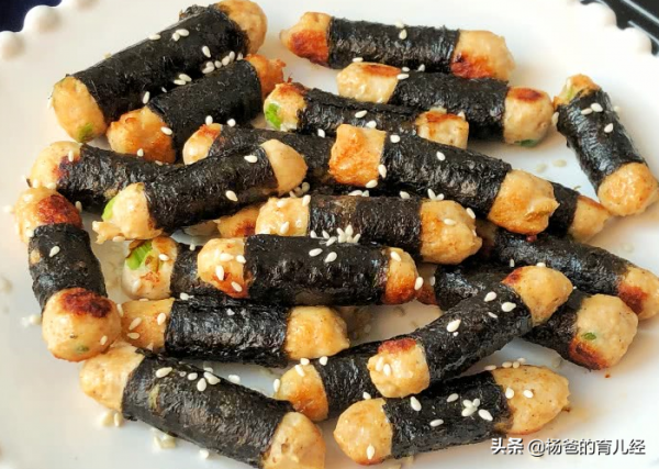 孩子愛吃的海苔雞肉卷，鮮香解饞又營養，簡單好吃的輔食美味