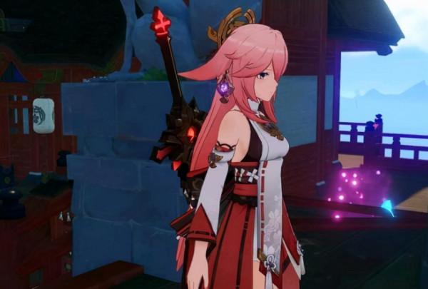 當原神實裝了擬態之後，八重神子拿起了狼的末路，螢成為了雷神