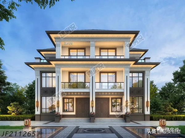 新中式雙拼別墅，大氣莊重造價低，兄弟平攤無壓力