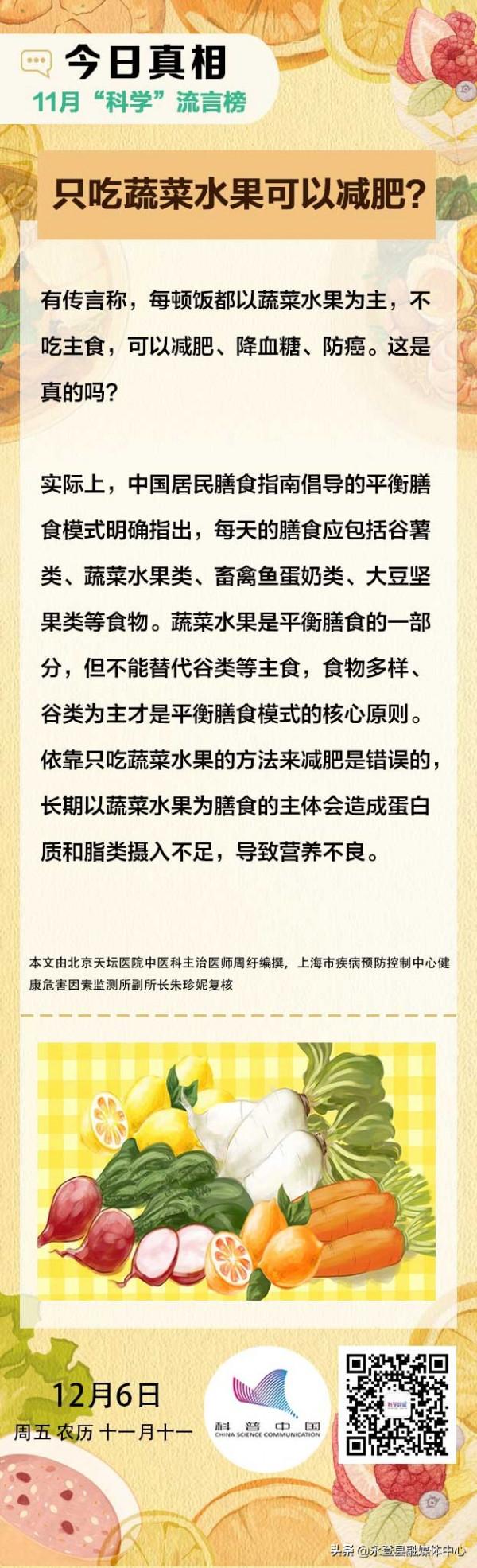 只吃蔬菜水果可以減肥？