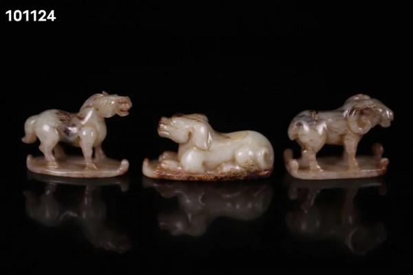 漢代，老和田玉十二生肖玉雕擺件一套、題材好、完整一套、