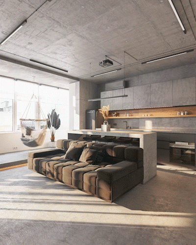70㎡ 的 LOFT,裸裝的混凝土空間也可以很溫馨 70㎡ 的 LOFT,裸裝的混凝土空間也可以很溫馨