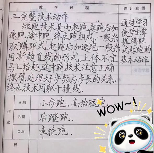 小學一體育老師的手寫教案火了，筆筆有型有出處，工整嚴謹如印刷