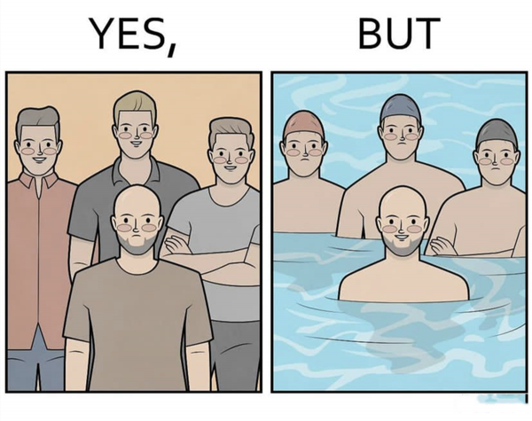 生活的小驚喜，用漫畫表現生活，光頭去游泳，套娃版的進擊的巨人