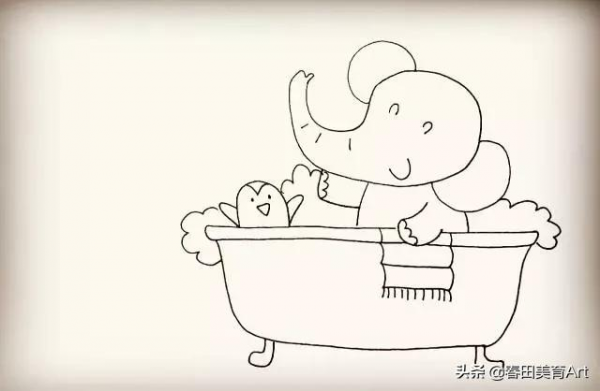 教程丨少兒美術課程簡筆畫《洗澡的小象》