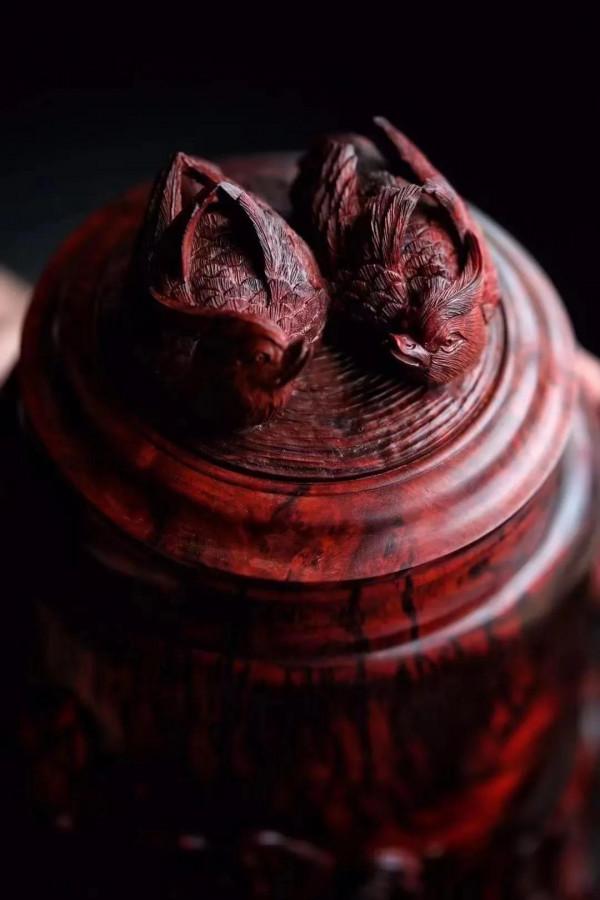 重器現世！紫檀整木雕連年有餘大木罐