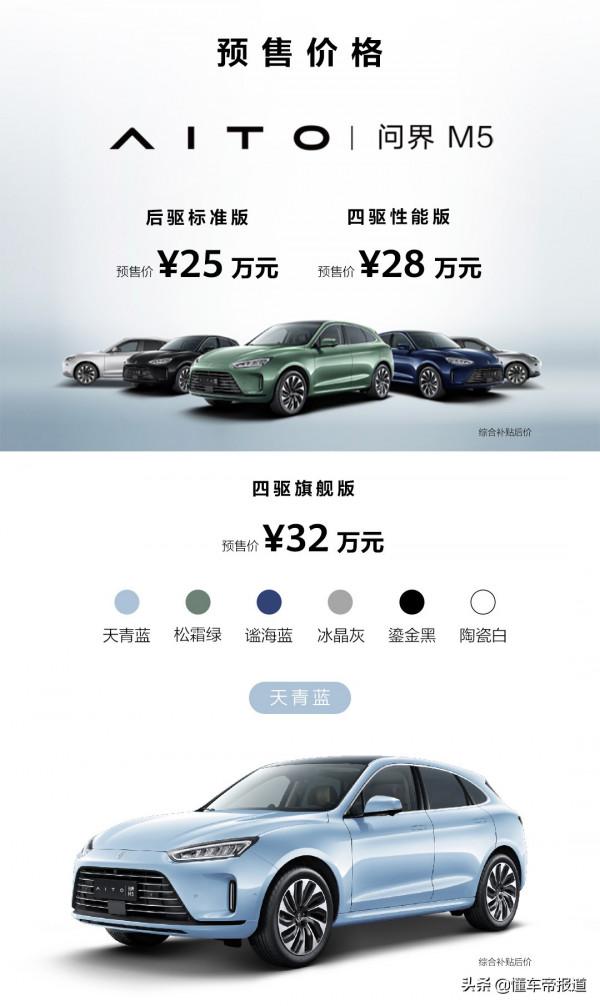 新車|推出三款車型,25萬元起,華為AITO問界M5正式開啟預售 新車|推出三款車型,25萬元起,華為AITO問界M5正式開啟預售