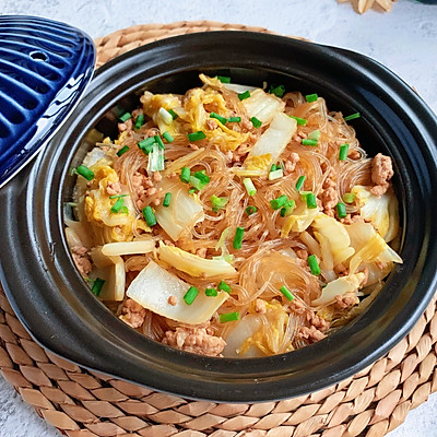 #一學就會快手菜#肉沫娃娃菜粉絲煲