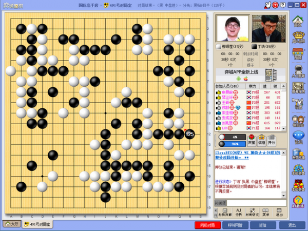 中韓超級迴圈賽第34局戰罷 丁浩屠龍獲勝升至第四