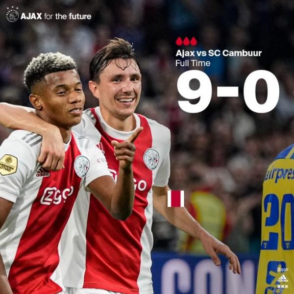 荷甲-阿賈克斯9-0坎布林：8人破門，內雷斯&amp&semi;塔迪奇各造3球