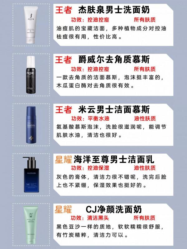 男士洗面奶王者排行榜