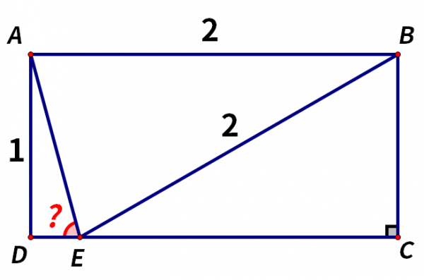 已知AB = 2，AD = 1，且AE平分∠DEB，求∠AED=？