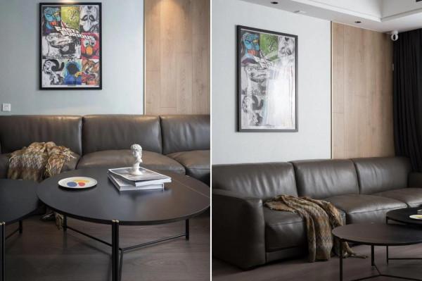 125㎡現代簡約風，黑白灰+木色，高階又大氣，進門就被迷住了