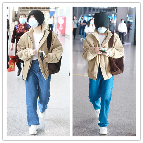 棕色的服裝氣質挺高階的，張子楓搭配得這麼隨便，還是很有氣質