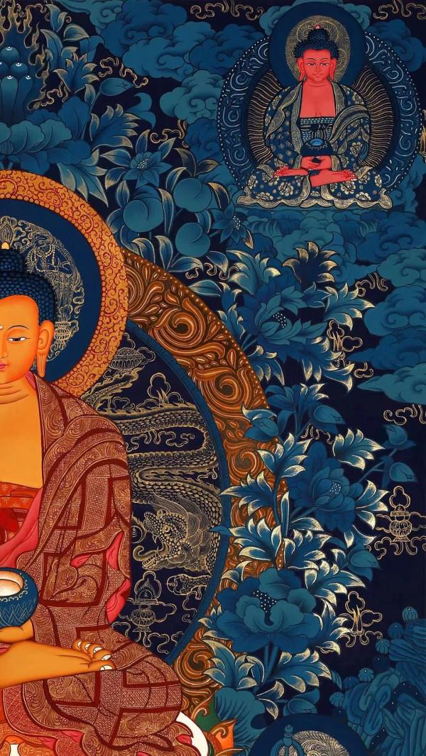 極富美感的一幅佛陀藍調唐卡