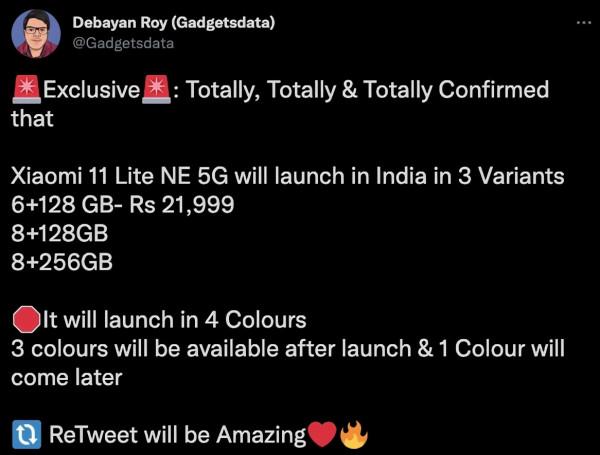 小米11 Lite 5G NE印度售價出爐,小米11讓路新機一夜跌至大米價 小米11 Lite 5G NE印度售價出爐,小米11讓路新機一夜跌至大米價