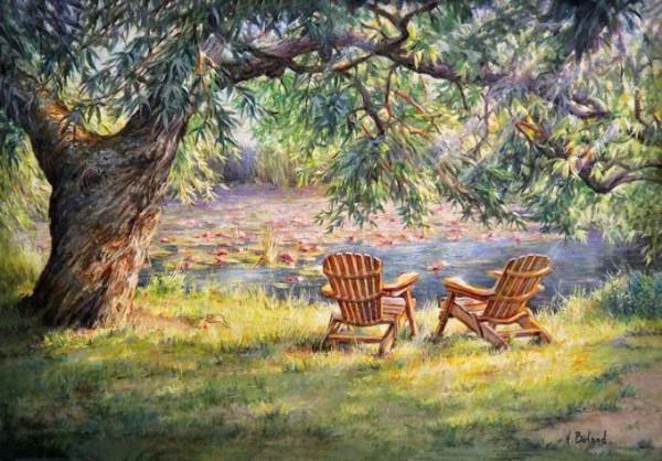 加拿大女畫家海琳的油畫，有種沐浴陽光的暖感