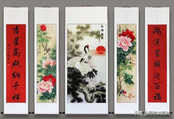 傳統中堂畫的佈局與講究，五聯中堂精品欣賞