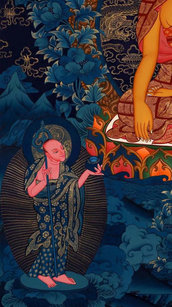 極富美感的一幅佛陀藍調唐卡