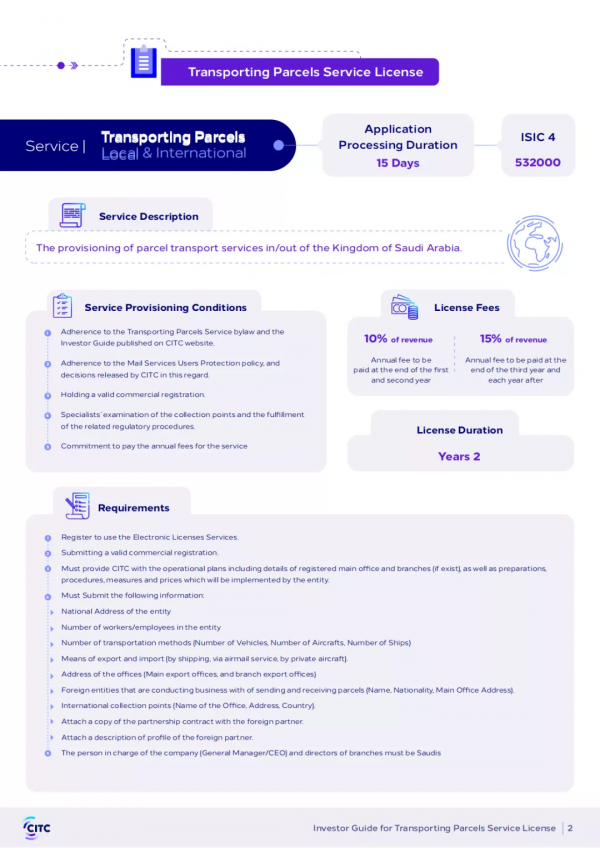 想在沙特做電商本地派，如何申請沙特快遞牌照？