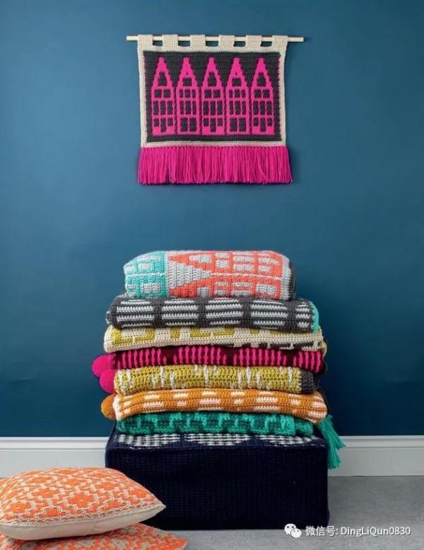 「針織作品」最新的用馬賽克編織技術製作的毯子及家居小物