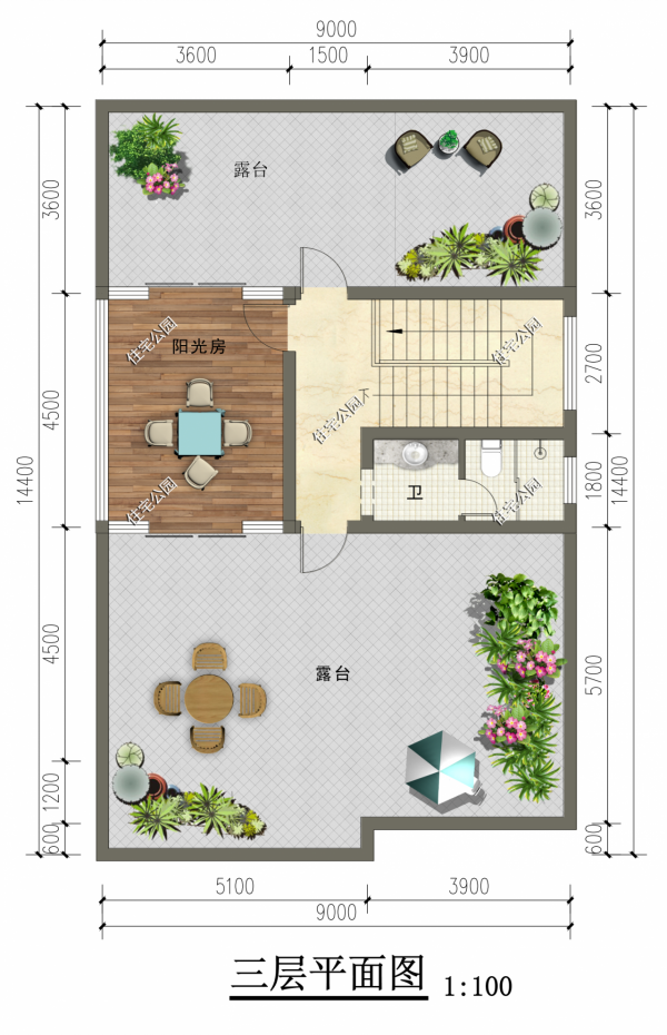 130平的宅基地就蓋一棟這樣的現代別墅，露臺、陽光房全都有