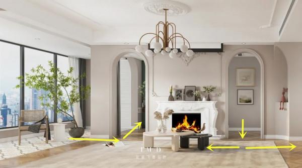 客廳牆上挖2個洞做背景牆,雙門洞設計實現“去電視化”、雙動線 客廳牆上挖2個洞做背景牆,雙門洞設計實現“去電視化”、雙動線