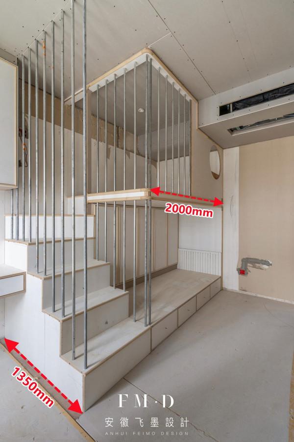 11㎡書櫃書桌一體化，上下雙層兒童床，樓梯鋼筋環繞好結實