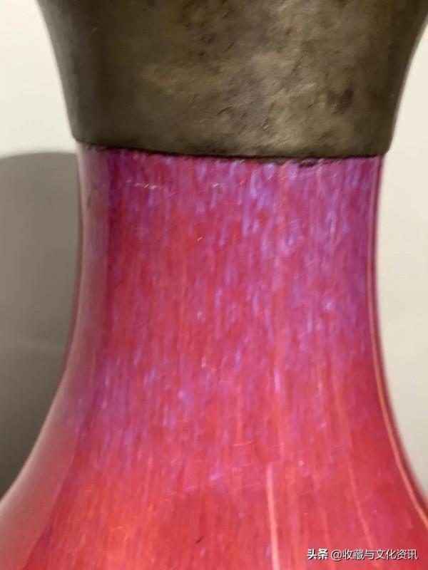 清代錫包口紅硃砂釉玉壺春瓶 鑑賞