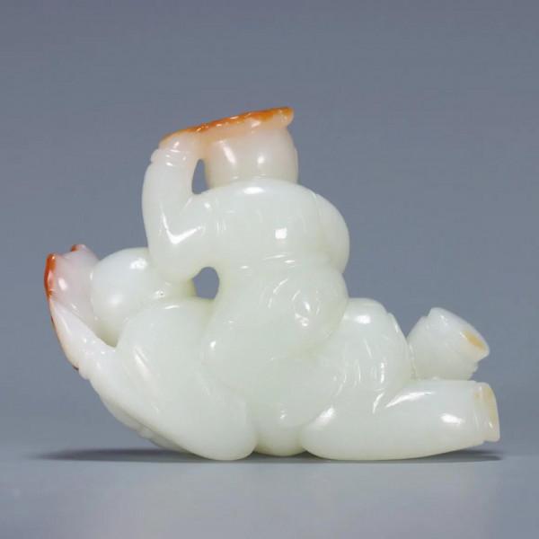 清代：和田玉「雙歡」把玩件