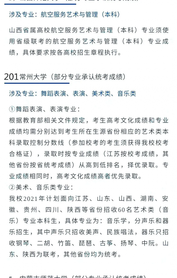 @2022藝考生 藝術類承認統考院校名單（三）