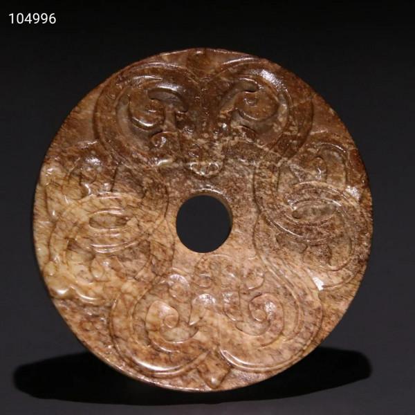 明代 火燒玉雙龍紋玉璧