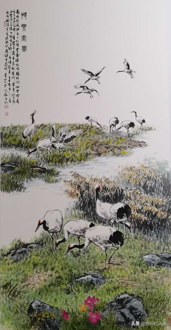 尹先敦國畫作品集評，畫作鶴舞九天仙氣十足，被無數藝術大師讚賞